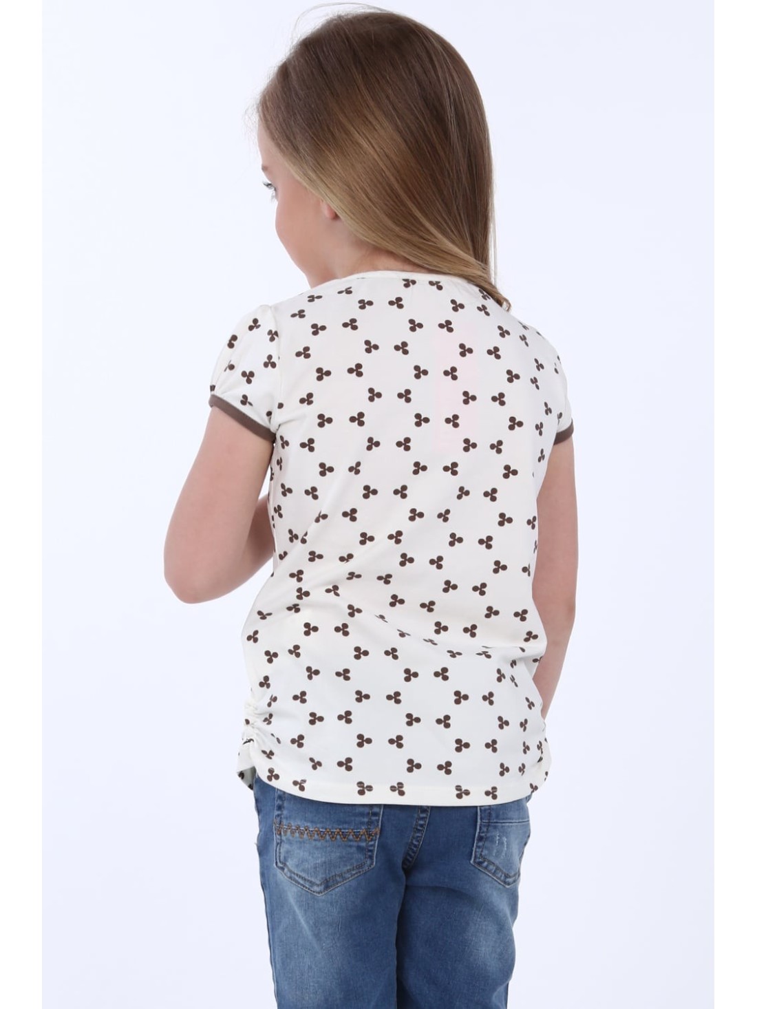 Cream patterned girl\'s blouse NDZ8197 - Online store - Boutique